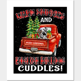 Warm Snuggles And English Bulldog Cuddles Ugly Christmas Sweater Posters and Art